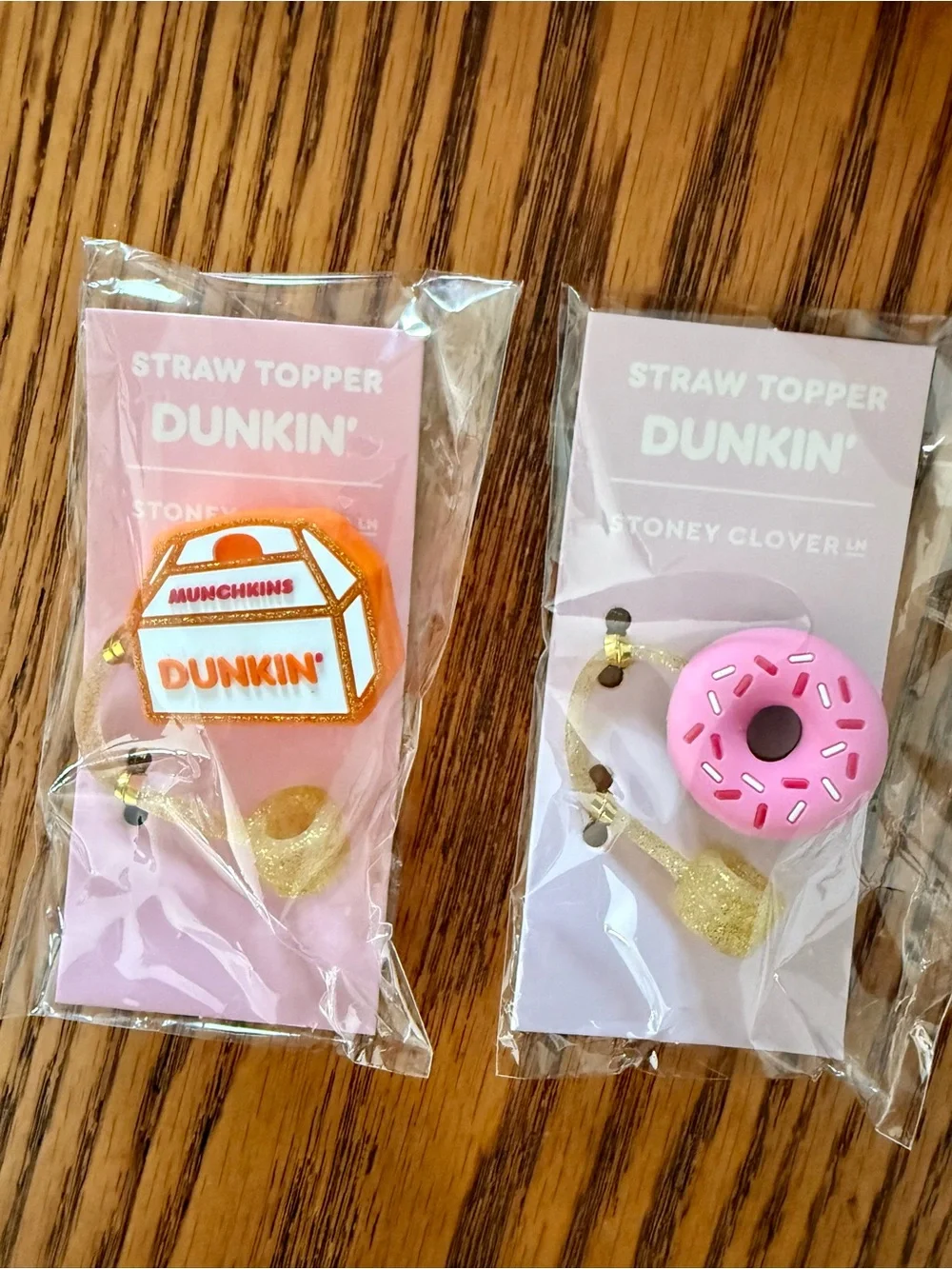 STONEY CLOVER LANE X DUNKIN Straw Toppers - Pink & Orange
